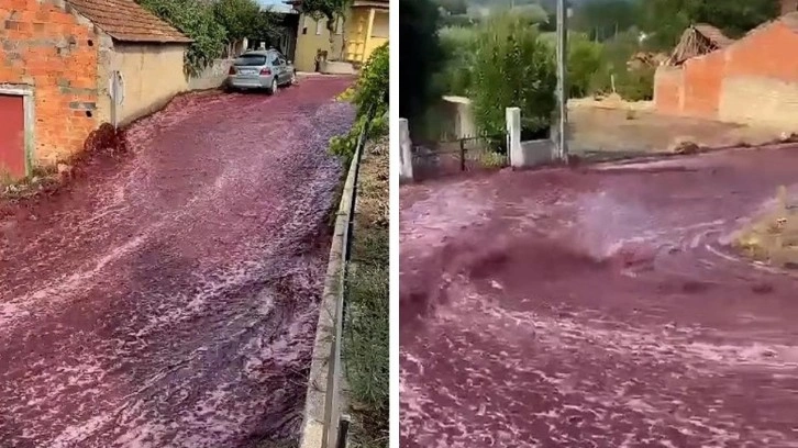 2,2 milyon litre şarap sokaklara d&ouml;k&uuml;ld&uuml;