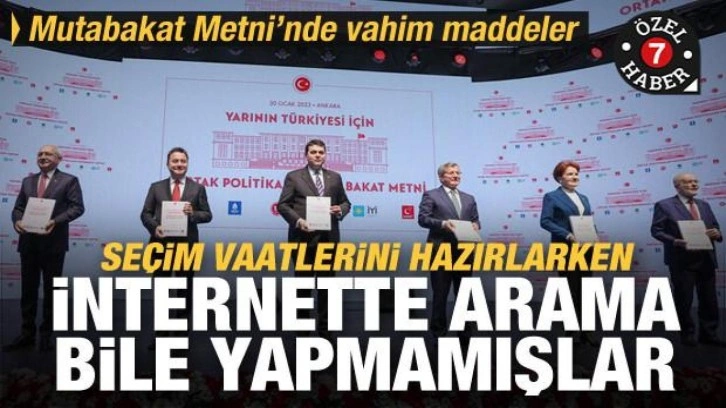 6'lı masanın mutabakat metninde vahim maddeler... İnternette arama bile yapmamışlar!