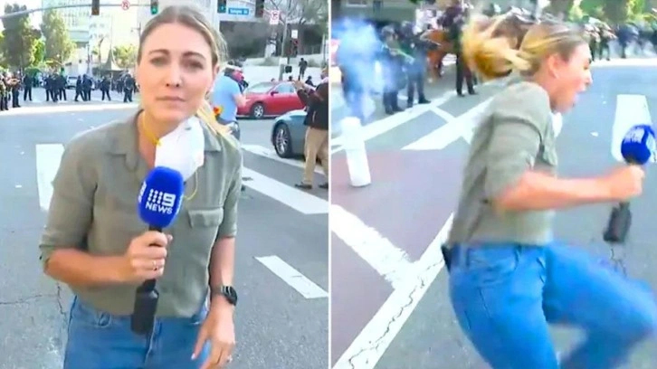 ABD polisinden plastik mermi! Yayın yapan muhabiri vurdu!