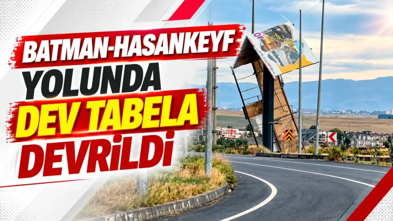 Batman-Hasankeyf yolunda dev tabela devrildi