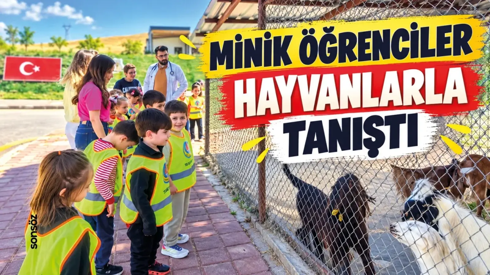 Minik öğrenciler hayvanlarla tanıştı