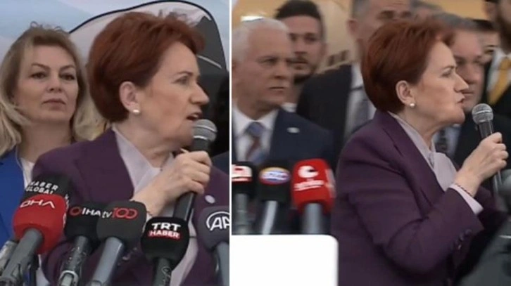 Akşener miting alanındaki bir gruba sert &ccedil;ıktı: Oğlum ne yapıyorsunuz? Azıcık susun ya
