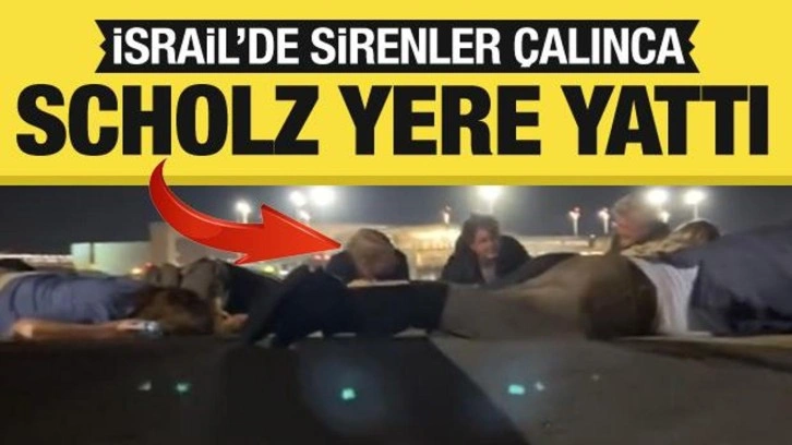 Almanya Başbakanı Scholz, İsrail'den ayrılmak &uuml;zereyken sirenler &ccedil;alınca yere yattı