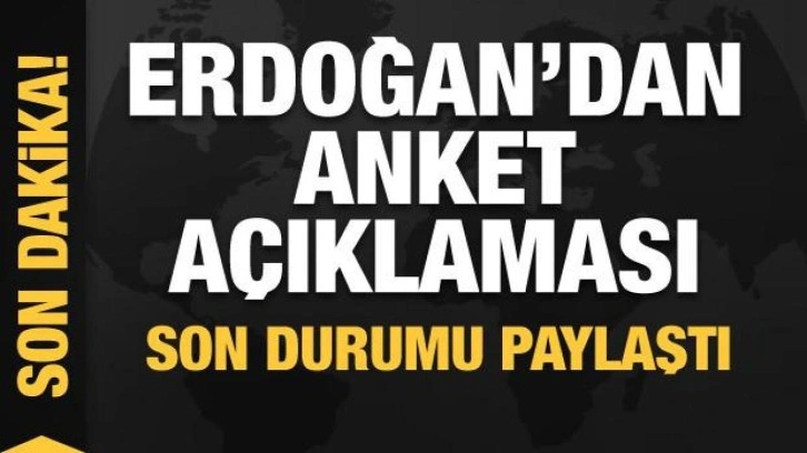 Başkan Erdoğan'dan anket a&ccedil;ıklaması: Son durumu paylaştı