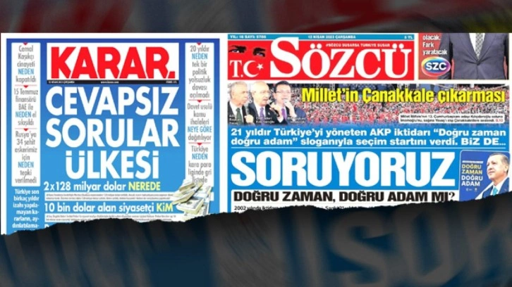 Bu da manşet ittifakı... Davutoğlu'nun gazetesi de S&ouml;zc&uuml;'leşti!