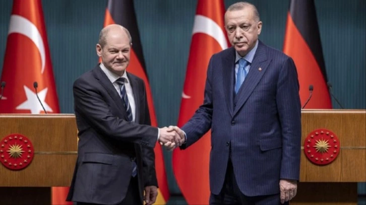 Erdoğan, Almanya Başbakanı Scholz ile g&ouml;r&uuml;şt&uuml;! Bağımsız Filistin vurgusu zirveye damga vurdu