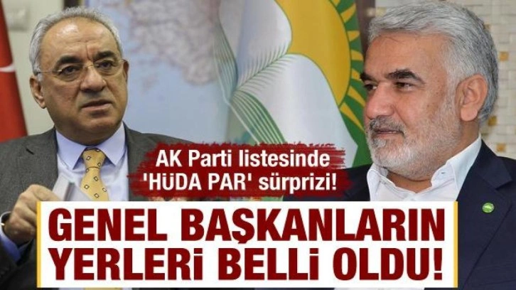 Genel başkanların yerleri belli oldu! AK Parti listesinde 'H&Uuml;DA PAR' s&uuml;rprizi