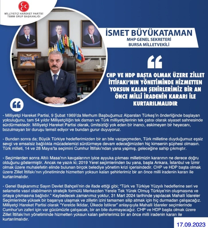 İSMET B&Uuml;Y&Uuml;KATAMAN  MHP GENEL SEKRETERİ  BURSA MİLLETVEKİLİ: Balıkesir İl Kongresinde Yaptığı Konuşma...