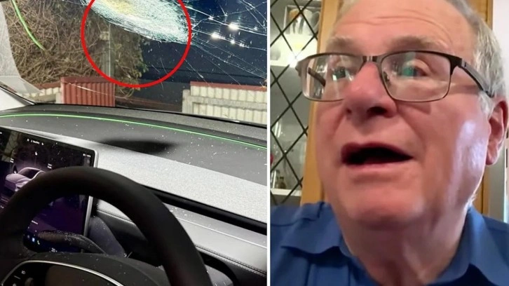 Milyarda bir ihtimal! 110 km hızla ilerleyen Tesla’nın ön camına meteor çarptı!