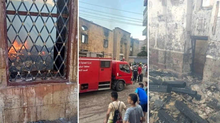 Mısır'da Osmanlı d&ouml;neminden kalan tarihi cami alev alev yandı