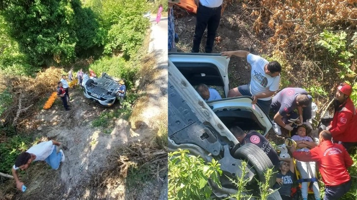 Şarampole u&ccedil;an ara&ccedil;tan 6 kişi sağ &ccedil;ıktı