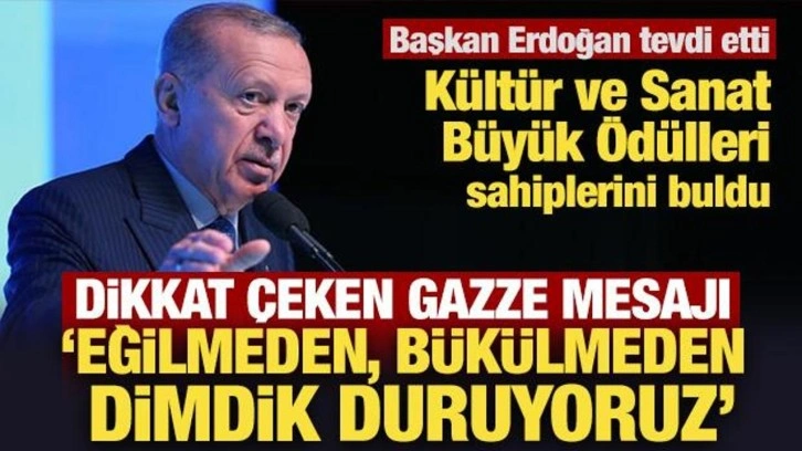 Son Dakika: Başkan Erdoğan tevdi etti: K&uuml;lt&uuml;r ve Sanat B&uuml;y&uuml;k &Ouml;d&uuml;lleri sahiplerini buldu
