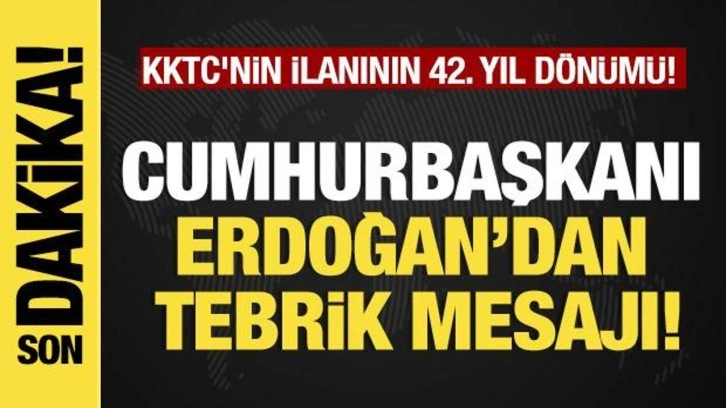 Son dakika...  Başkan Erdoğan'dan tebrik mesajı! KKTC'nin ilanının 42. yıl dönümü!