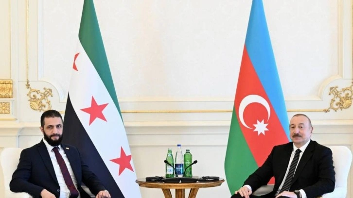 Suriye lideri Şara, Azerbaycan'da! Aliyev'le görüştü