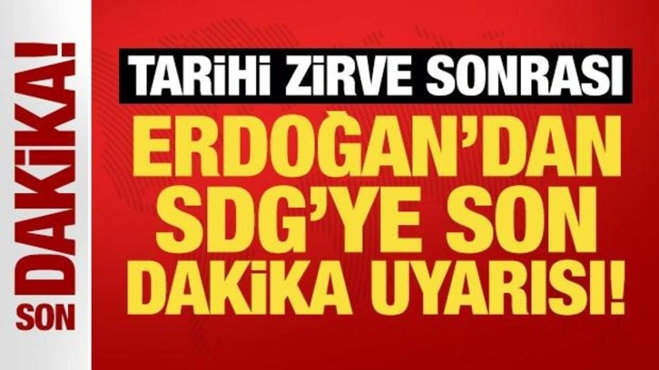 Tarihi zirve sonrası Erdoğan'dan SDG'ye son dakika uyarısı!