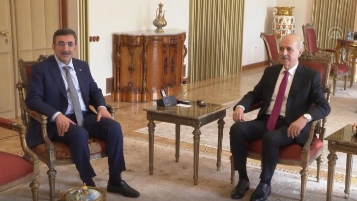 TBMM Başkanı Kurtulmuş, Cumhurbaşkanı Yardımcısı Cevdet Yılmaz ile g&ouml;r&uuml;şt&uuml;