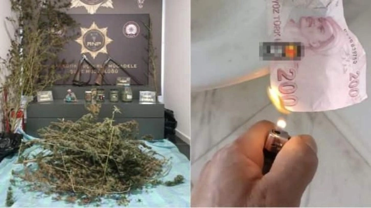 Tepki &ccedil;eken olay! T&uuml;rk lirasını yaktı, uyuşturucu fotoğrafları paylaştı