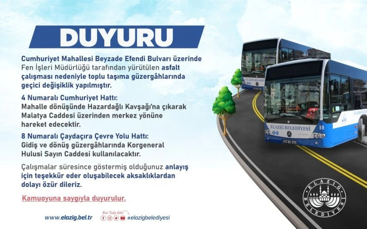 Toplu Taşıma G&uuml;zergahlarında Ge&ccedil;ici Değişiklik