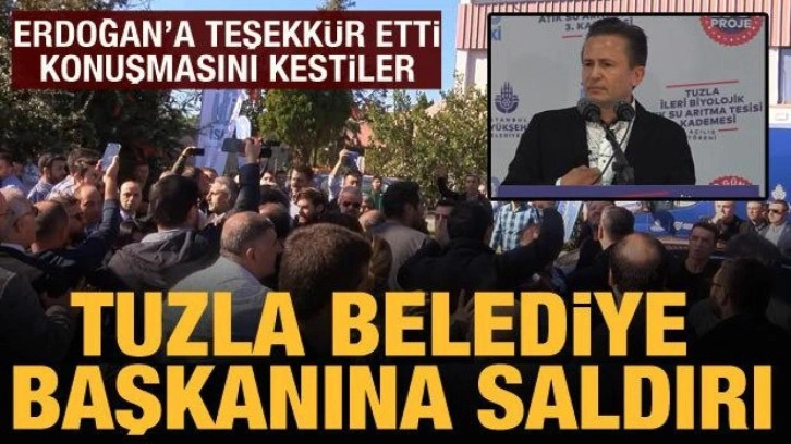 Tuzla Belediye Başkanı Yazıcı'ya saldırı: Erdoğan'a teşekk&uuml;r etti, konuşmasını kestiler