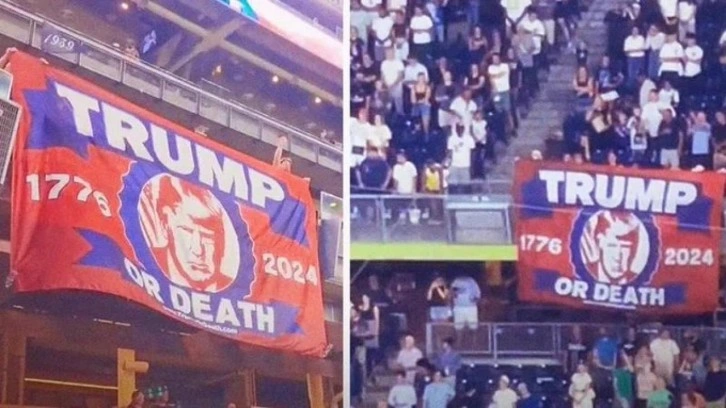 "Ya Trump ya &Ouml;l&uuml;m" pankartı a&ccedil;tılar