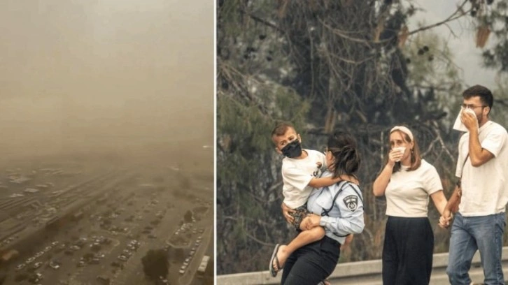 Yangına teslim olan İsrail'i şimdi de şiddetli kum fırtınası vurdu!