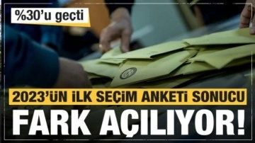 2023'&uuml;n ilk se&ccedil;im anketi sonucunda fark a&ccedil;ılıyor! Y&uuml;zde 30'u bile ge&ccedil;ti