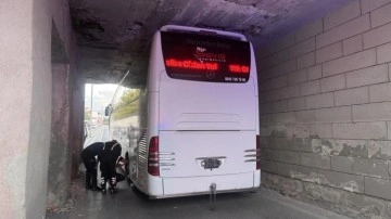 3. Lig ekibinin otobüsü deplasmanda alt geçide sıkıştı