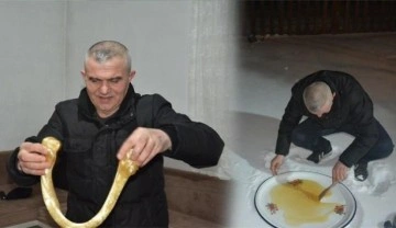 Afyonkarahisar'da soğuk havaların vazge&ccedil;ilmez lezzeti: Tel helva