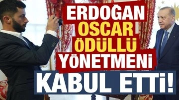 Başkan Erdoğan, Oscar ödüllü Filistinli yönetmen Basel Adra'yı kabul etti!