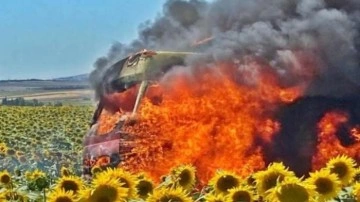 Buğday y&uuml;kl&uuml; kamyon alev alev yandı!