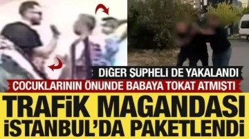 Çocuklarının önünde babaya tokat atmıştı: Trafik magandaları yakalandı
