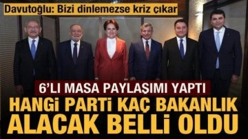 Davutoğlu a&ccedil;ıkladı: Hangi parti ka&ccedil; bakanlık alacak belli oldu