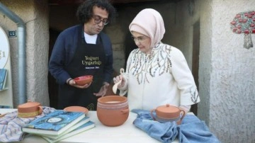 Emine Erdoğan, yoğurt mayaladı
