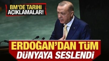 Erdoğan'dan BM'de tarihi Filistin açıklaması! Tüm dünyaya seslendi