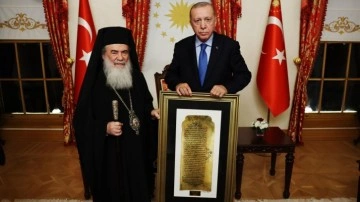 Erdoğan, Kudüs Rum Ortadoks Patriği Giannopoulos'u kabul etti