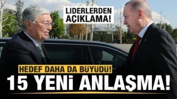 Erdoğan ve Tokayev'den a&ccedil;ıklama! 15 anlaşma imzalandı!