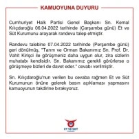 Et ve S&uuml;t Kurumu'ndan Kılı&ccedil;daroğlu'na yanıt