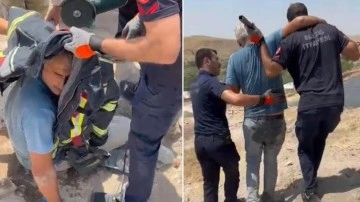 Fırtınada devrilen demir profil kulağına saplandı