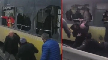 İstanbul'da İETT otob&uuml;s&uuml; yoldan &ccedil;ıktı: Yolcuları camları kırarak kurtardılar, 6 yaralı var