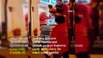 Jiyan bebek u&ccedil;ak ambulansla Ankara'ya getirildi