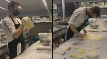 Kıvan&ccedil; Tatlıtuğ mutfağa girip tatlı yaptı, ilk yorum hamile eşi Başak Dizer'den geldi