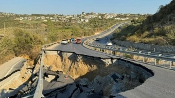 Kuşadası’nda yol çöktü! Yol ulaşıma kapatıldı