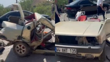 Malatya'da korkunç kaza: Otomobil ortadan ikiye ayrıldı!
