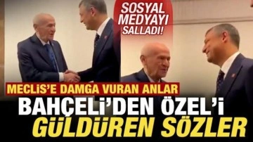 Meclis'e damga vuran anlar! Bahçeli'den, Özel'i güldüren sözler! Sosyal medyayı salla