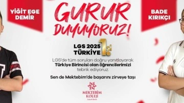 Mektebim Koleji’nden iki öğrenci LGS 2025’te tüm soruları doğru yanıtladı