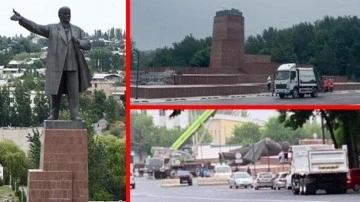 Orta Asya'nın en büyük Lenin heykeli söküldü