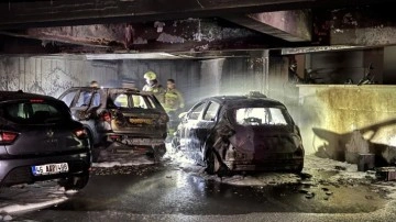Otoparkta yangın paniği: 3 araç hasar gördü, 18 kişi tahliye edildi