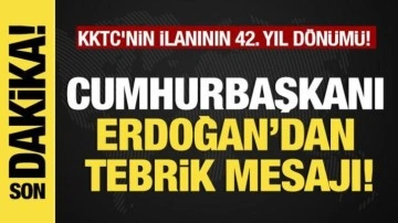 Son dakika...  Başkan Erdoğan'dan tebrik mesajı! KKTC'nin ilanının 42. yıl dönümü!