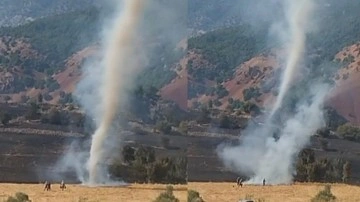 Tunceli'deki orman yangınında korkutan anlar: Hortum oluştu!