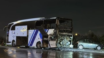 Ümraniye'de yolcu otobüsünde çıkan yangın söndürüldü